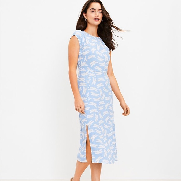 Loft Butterfly Flutter Sleeve Midi Dress - Picture 1 of 4
